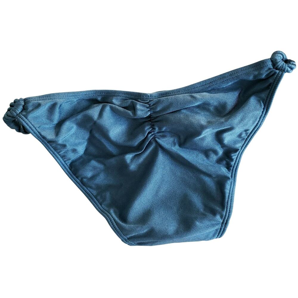 DESPI Swimwear Double Loop full silky swim bikini bottoms in Sapphire Size S NEW - Picture 2 of 7